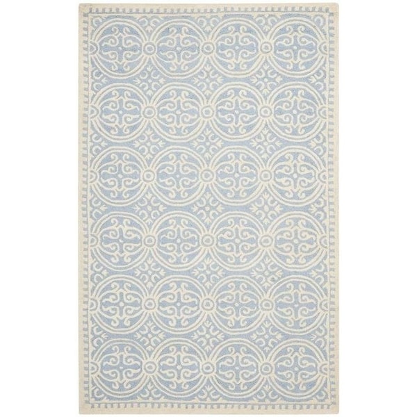 Safavieh 8 x 10 ft. Large Rectangle Transitional Cambridge- Light Blue and Ivory Hand Tufted Rug CAM123A-8 - main